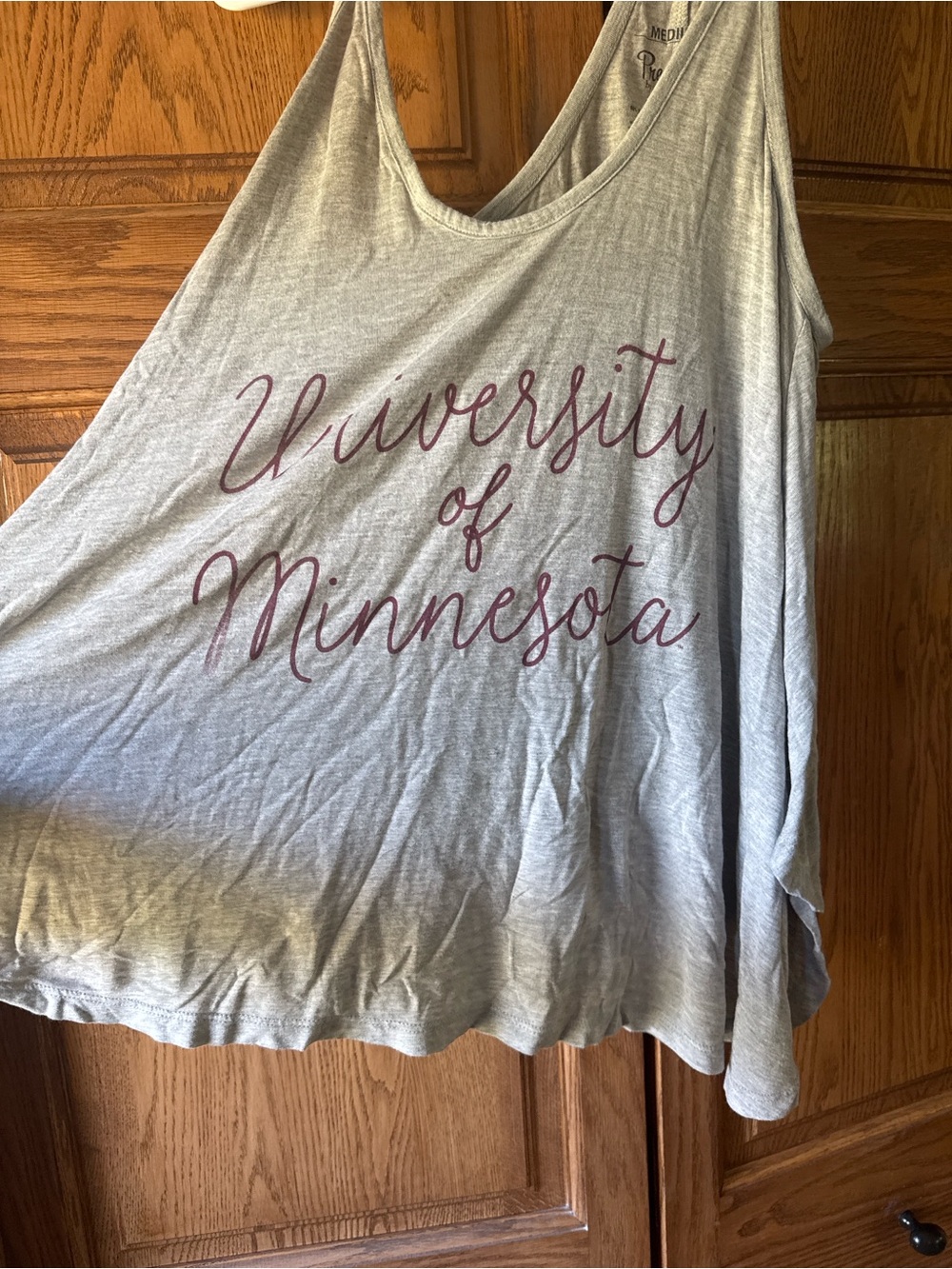 Pressbox Gray Tank Top with Maroon Script - University Style